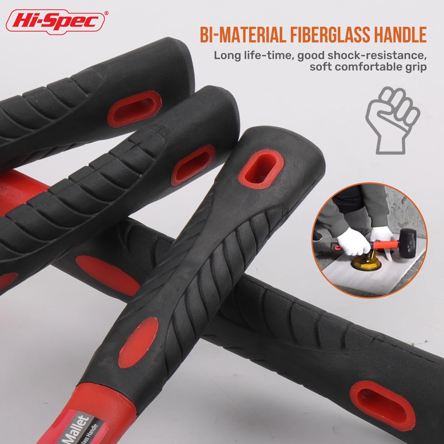 Hi-Spec 1PC Heavy Duty Mallet Rubber Hammer Double Faced Household Mini Hammer Multifunctional Mallet Hand Tool 8/12/16/24 Oz
