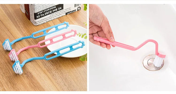 1pcs Portable Curved Bathroom Cleaning Brush Cleaning Accessories Bathroom Brush Angle Handle Curved Brush Toilet Brush
