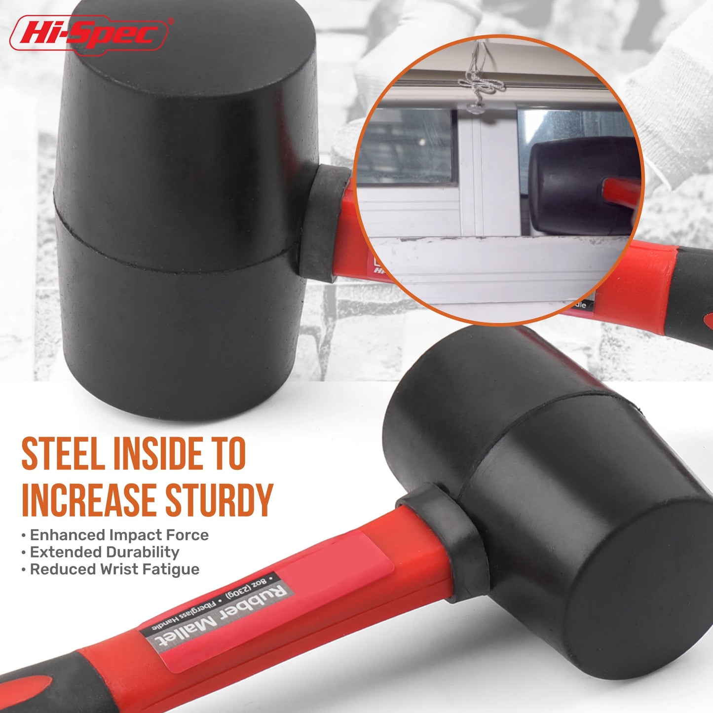 Hi-Spec 1PC Heavy Duty Mallet Rubber Hammer Double Faced Household Mini Hammer Multifunctional Mallet Hand Tool 8/12/16/24 Oz
