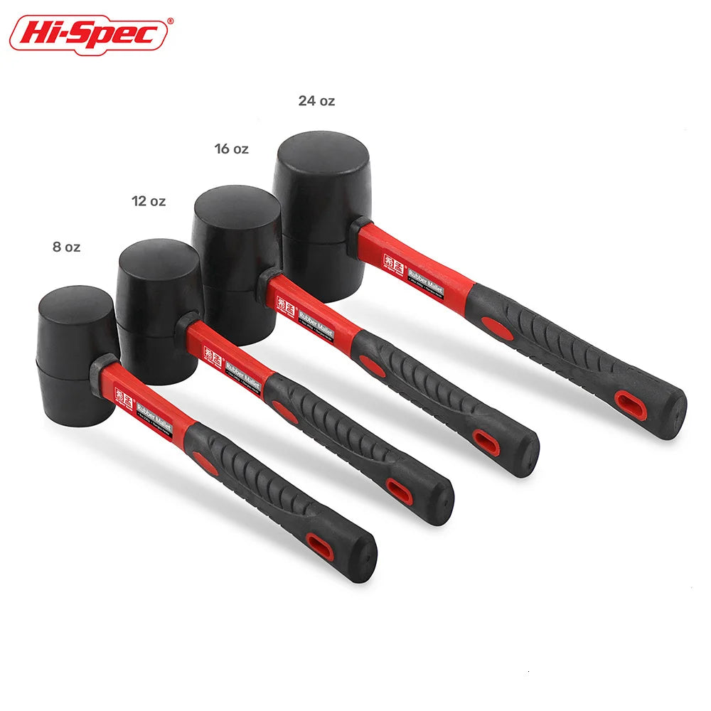Hi-Spec 1PC Heavy Duty Mallet Rubber Hammer Double Faced Household Mini Hammer Multifunctional Mallet Hand Tool 8/12/16/24 Oz