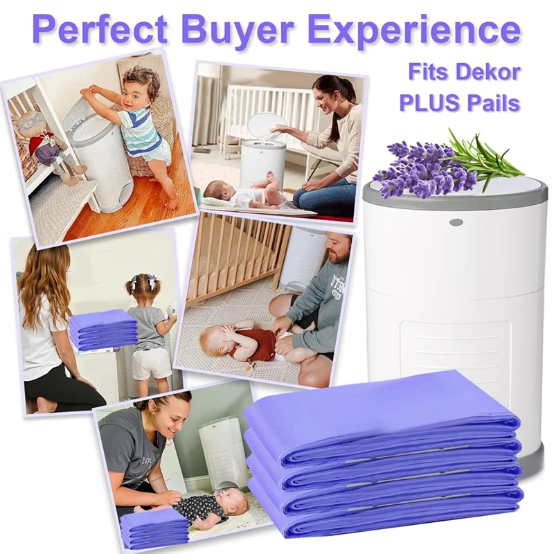 A88E-Diaper Pail Refill Bags For Dekor Plus Diaper Pail Refills 4 Pack Extra 12% Length,Holds Up To 2668 Diapers,30% Thicknes