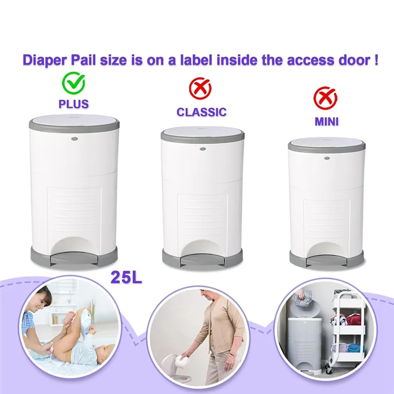 A88E-Diaper Pail Refill Bags For Dekor Plus Diaper Pail Refills 4 Pack Extra 12% Length,Holds Up To 2668 Diapers,30% Thicknes