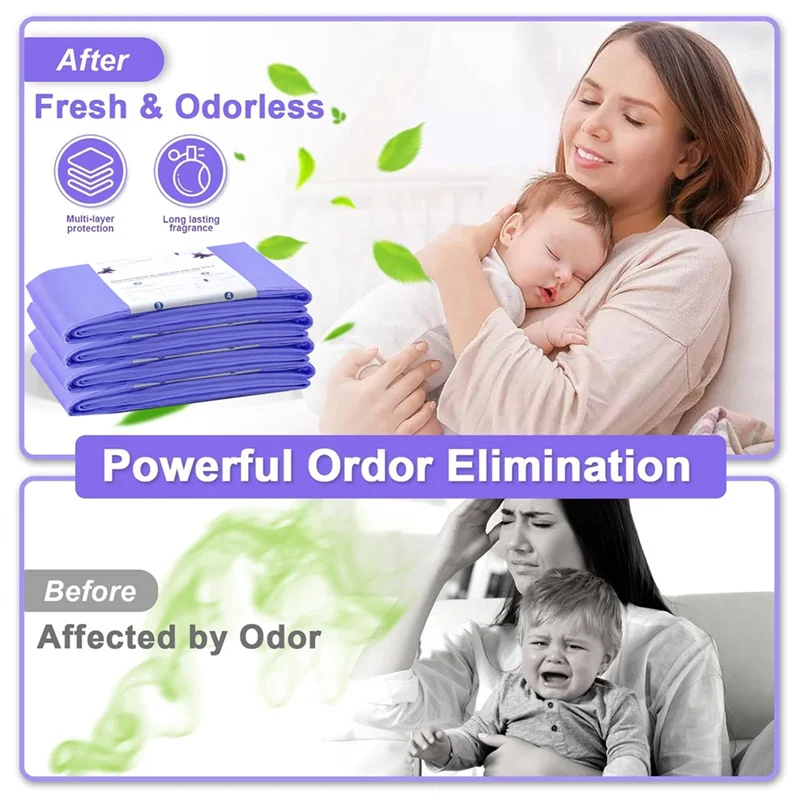 A88E-Diaper Pail Refill Bags For Dekor Plus Diaper Pail Refills 4 Pack Extra 12% Length,Holds Up To 2668 Diapers,30% Thicknes