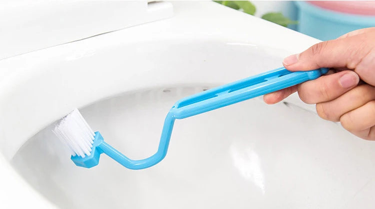 1pcs Portable Curved Bathroom Cleaning Brush Cleaning Accessories Bathroom Brush Angle Handle Curved Brush Toilet Brush