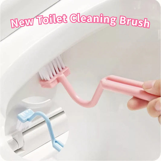 2024 New Toilet Cleaning Brush S Shape Portable Wc Scrubber Curved Side Bending Handle Corner