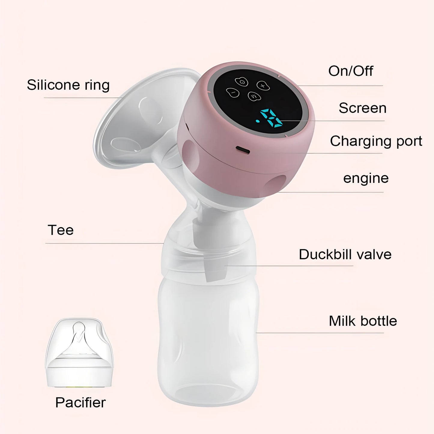 Automatic High Suction Electric Breast Pump Rechargeable Silent Painless Portable Breast Milk Expression for Postpartum Women