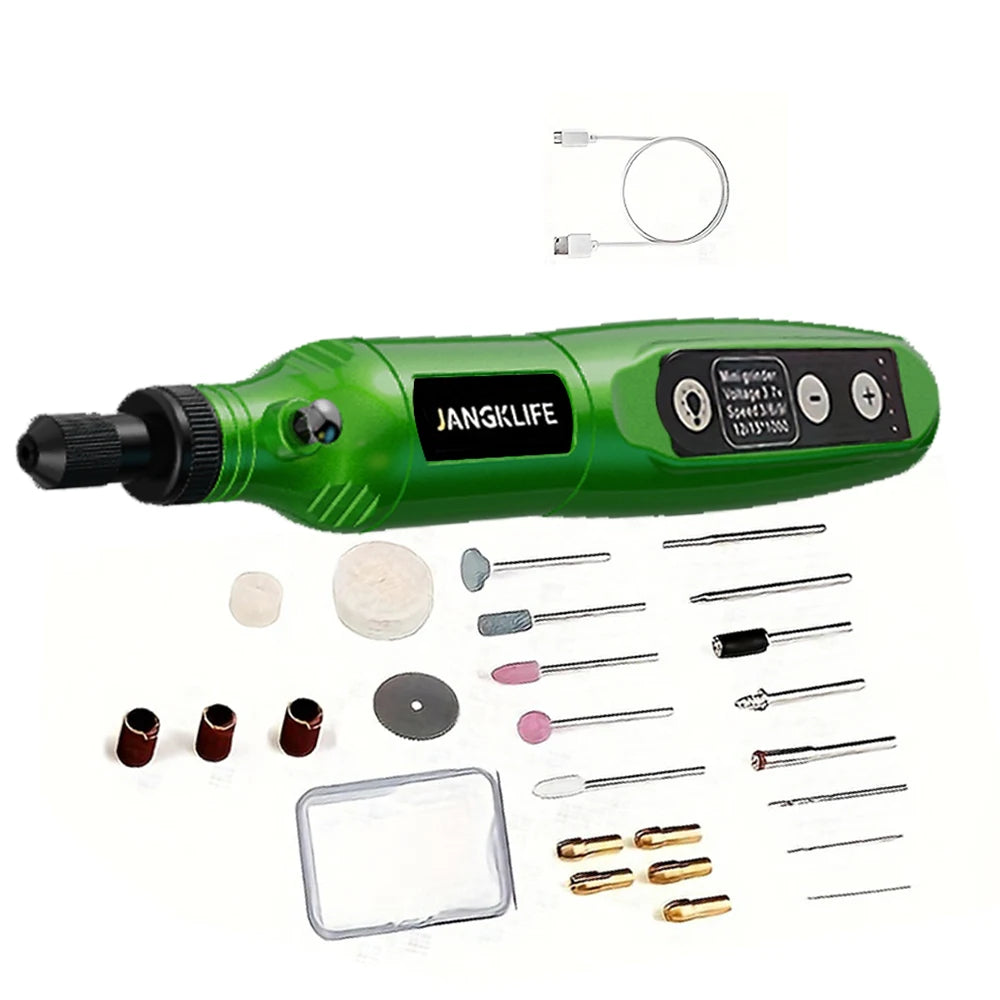 JANGKLIFE USB Cordless Rotary Tool Kit Woodworking Engraving Pen DIY For Jewelry Metal Glass Mini Wireless Drill