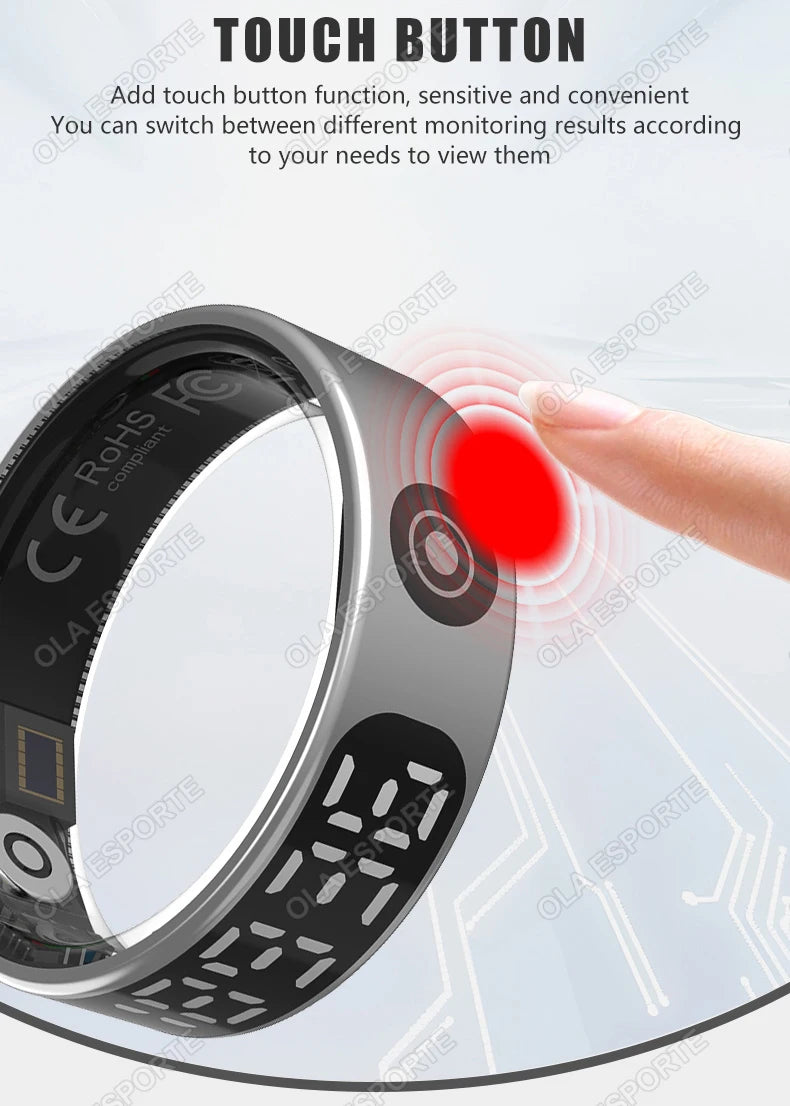 Smart Ring with Display Screen and Touch, Health Manager, Gesture Control, Wireless Charging, 5 ATM Waterproof For Men Women New