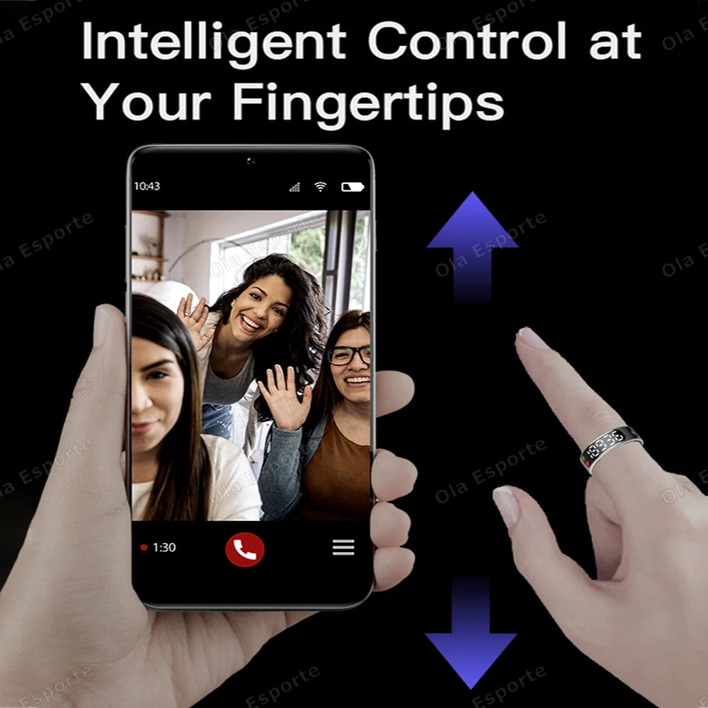 Smart Ring with Display Screen and Touch, Health Manager, Gesture Control, Wireless Charging, 5 ATM Waterproof For Men Women New