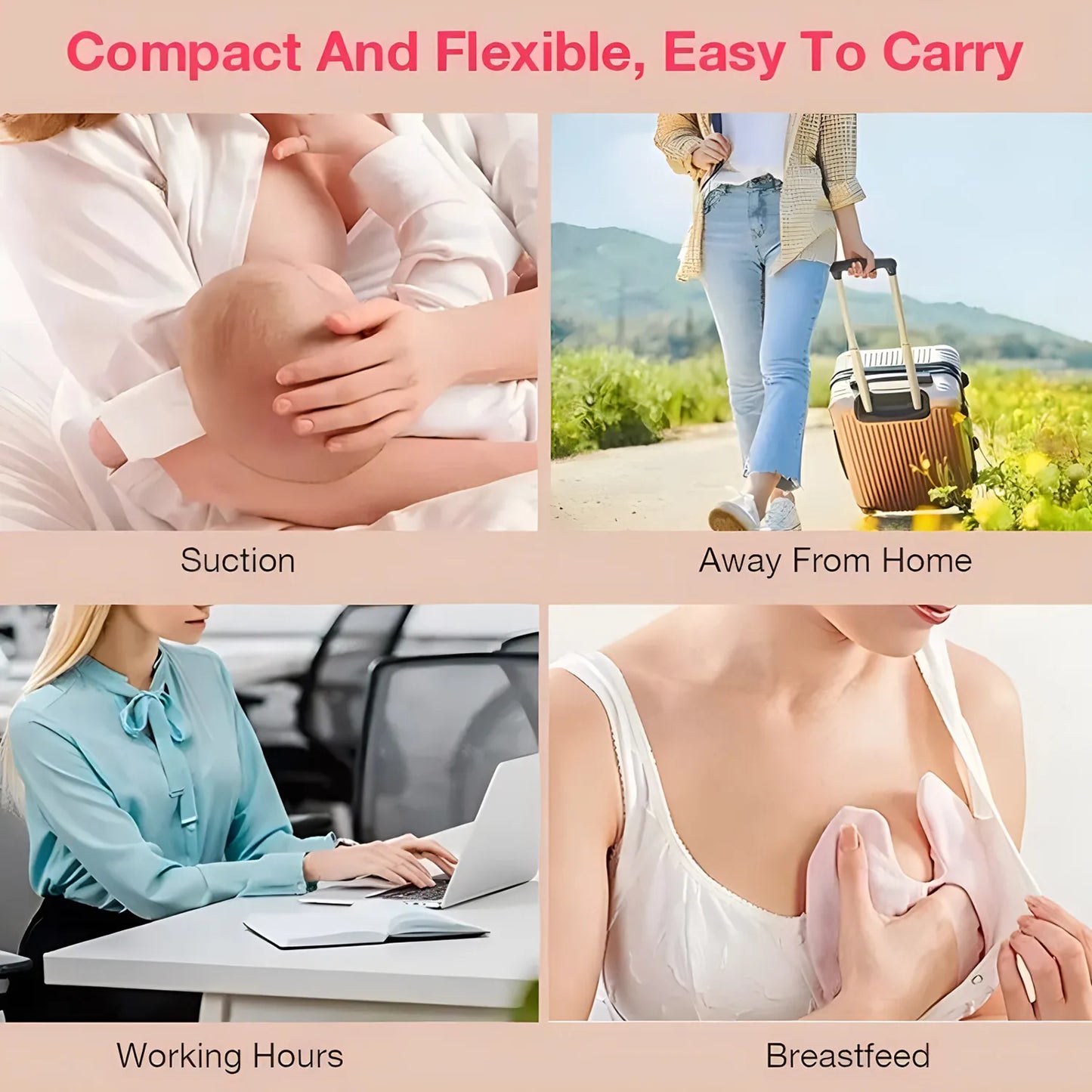 Automatic High Suction Electric Breast Pump Rechargeable Silent Painless Portable Breast Milk Expression for Postpartum Women